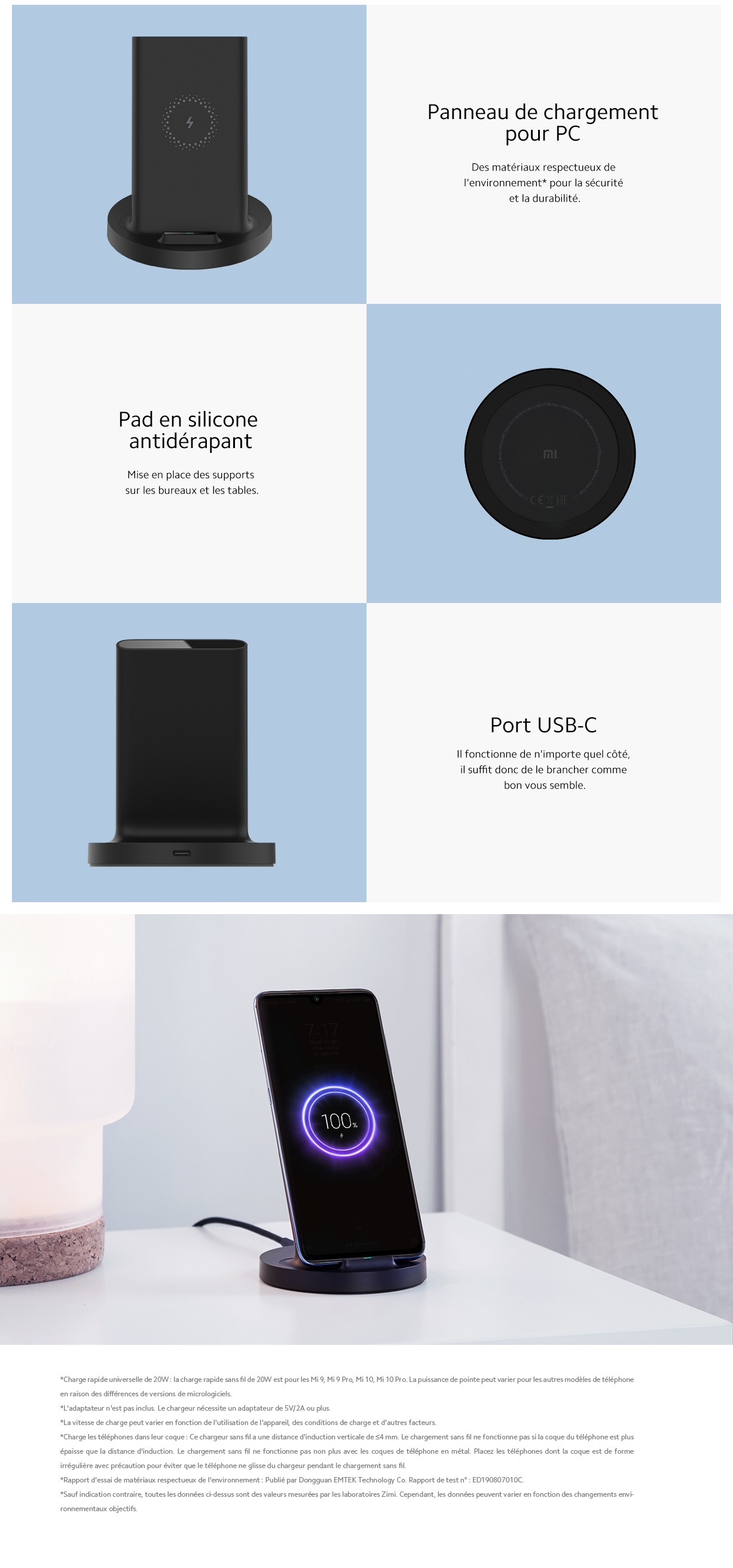 Chargeur Sans Fil Xiaomi Mi / 20W / Noir